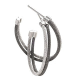 Sterling Silver Ruthenium Medium Double Hoop Earring