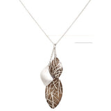 Sterling Silver Bamboo Leaves Necklace 