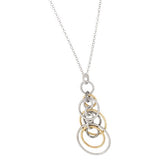 Sterling Silver Tricolor Multi-Ring Necklace 