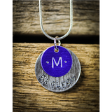 Small colored disk customizable school pendant.
