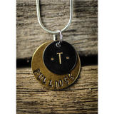 Small colored disk customizable school pendant.
