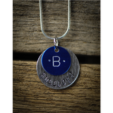 Small colored disk customizable school pendant.