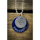 Small colored disk customizable school pendant.