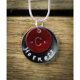 Small colored disk customizable school pendant.