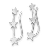 Sterling Silver Rhodium-plated Star Ear Climber Earrings