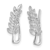 Sterling Silver Rhodium plated Leaf Ear Climber Earrings