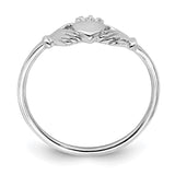 Sterling Silver Rhodium-plated Claddagh Ring