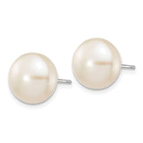 14k White Gold 10-11mmWhite Button FW Cultured Pearl Stud Post Earrings