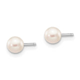 14k White Gold 4-5mm White Round FW Cultured Pearl Stud Post Earrings