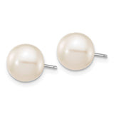 14k White Gold 8-9mm White Round FW Cultured Pearl Stud Post Earrings