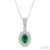 Oval Shape Gemstone & Diamond Pendant