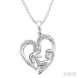 1/50 Ctw Single Cut Diamond Heart Pendant in Sterling Silver with Chain