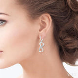 Silver Infinity Heart Shape Diamond Earrings