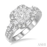 1 1/2 Ctw Diamond Lovebright Engagement Ring in 14K White Gold