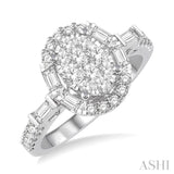 1 Ctw Diamond Lovebright Oval Halo Engagement Ring in 14K White Gold