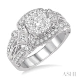 1 1/5 Ctw Diamond Lovebright Vintage Inspired Engagement Ring in 14K White Gold
