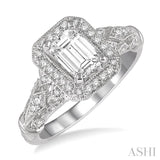 1/4 Ctw Round Diamond Octagon Halo Semi-Mount Engagement Ring in 14K White Gold