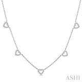 1/6 Ctw Five Heart Round Cut Diamond Necklace in 10K White Gold