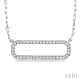 1/6 Ctw Round Cut Diamond Rounded Rectangle Necklace in 10K White Gold