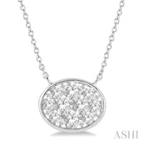 1 Ctw Oval Shape Lovebright Diamond Necklace in 14K White Gold