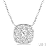 1 Ctw Cushion Shape Lovebright Diamond Necklace in 14K White Gold