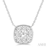 3/4 Ctw Cushion Shape Lovebright Diamond Necklace in 14K White Gold