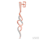 Swirl Ribbon Diamond Long Fashion Earrings