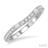 1/3 ctw Arched Baguette and Round Cut Diamond Wedding Band in 14K White Gold