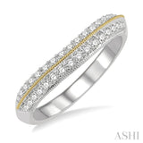1/3 ctw Divided Twin Row Round Cut Diamond Wedding Band in 14K White and Yellow Gold