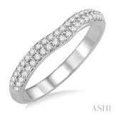 1/3 ctw Arched Center Twin Row Round Cut Diamond Wedding Band in 14K White Gold