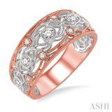 1/3 ctw Open Lattice Round Cut Diamond Fashion Band in 14K Rose and White Gold