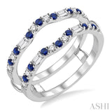 1/3 ctw Round Cut Diamond and 1.55MM Sapphire & Baguette Precious Insert Ring in 14K White Gold