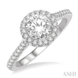1 ctw Halo Diamond Engagement Ring With 3/4 ctw Round Cut Center Stone in 14K White Gold