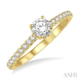 1/2 ctw Diamond Engagement Ring With 1/4 ctw Round Cut Diamond Center Stone in 14K Yellow Gold