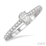 1/5 ctw Pear Shape Round Cut Diamond Semi Mount Engagement Ring in 14K White Gold