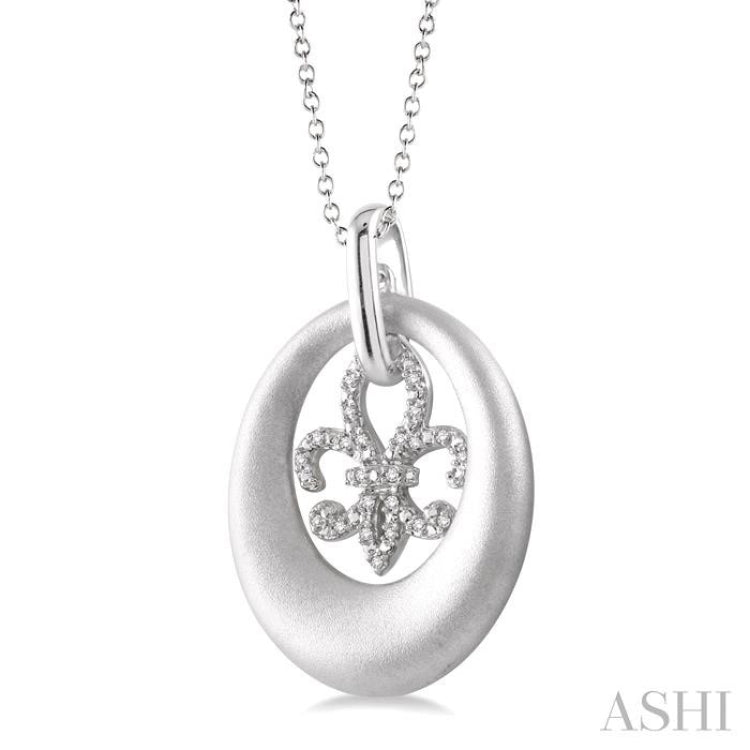 Silver Diamond Fleur De Lis Fashion Pendant