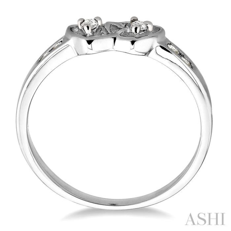 Silver 2 Stone Twin Heart Shape Diamond Fashion Ring