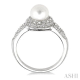 Silver Pearl & Diamond Ring