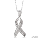 Silver Diamond Support Ribbon Fashion Pendant