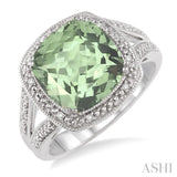 Silver Gemstone & Diamond Ring