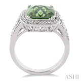 Silver Gemstone & Diamond Ring