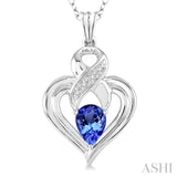 Silver Heart Shape Gemstone & Diamond Fashion Pendant