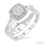 3/8 Ctw Diamond Lovebright Wedding Set with 1/3 Ctw Engagement Ring and 1/20 Ctw Wedding Band in 14K White Gold
