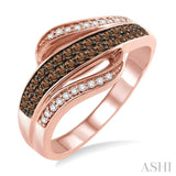 1/3 Ctw White and Champagne Brown Diamond Ring in 10K Rose Gold