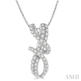 1/2 Ctw Round Cut Diamond Pendant in 14K White Gold with Chain