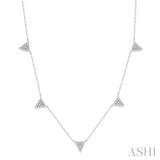 1/4 Ctw Triangle Accent Round Cut Diamond Geometric Necklace With Cable Chain in 14K White Gold