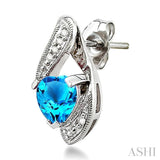 Silver Heart Shape Diamond & Gemstone Fashion Earrings