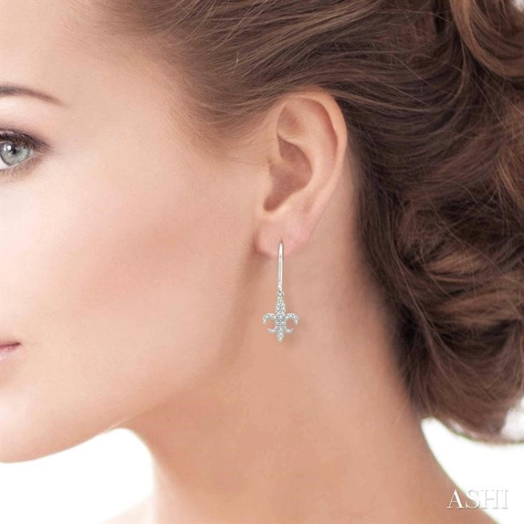 Diamond Fleur De Lis Earrings