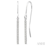 1/10 Ctw Hanging Straight Bar Round Cut Diamond Earrings in 10K White Gold