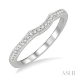 1/8 ctw Curved Round Cut Diamond Wedding Band in 14K White Gold